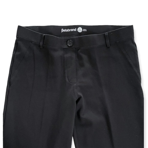 Betabrand Women's Sz PL Petite L Black Straight Leg Dress Pants Pleated - Picture 4 of 7